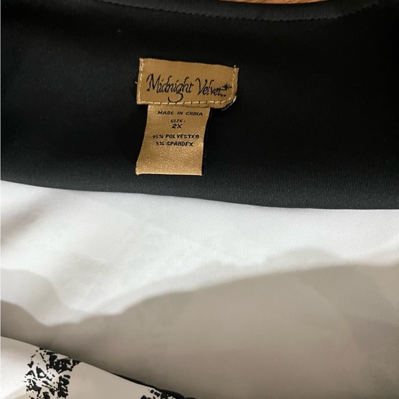 Midnight Velvet ZIP UP Polyester / Spandex JACKET Wide Collar Black & White 2X - Picture 4 of 5